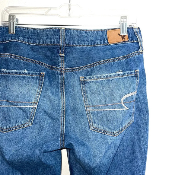 American Eagle Medium Wash Button Fly Destructed Tomgirl Jeans 2 X-long Women’s - Picture 7 of 13